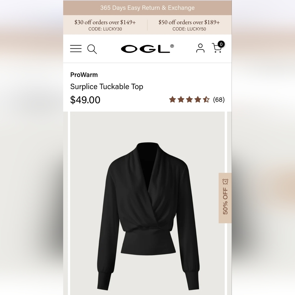 OGL Black Surplice Tuckable Top